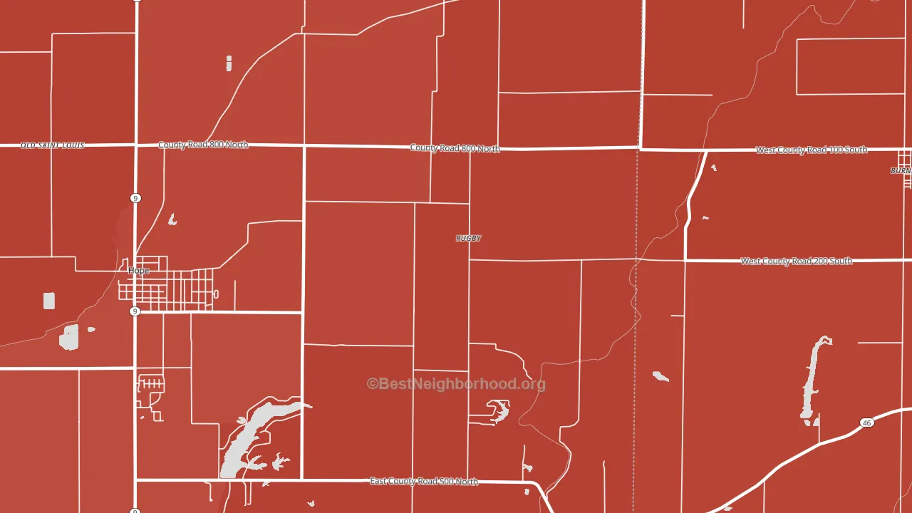 Rugby, IN block-group political-lean map