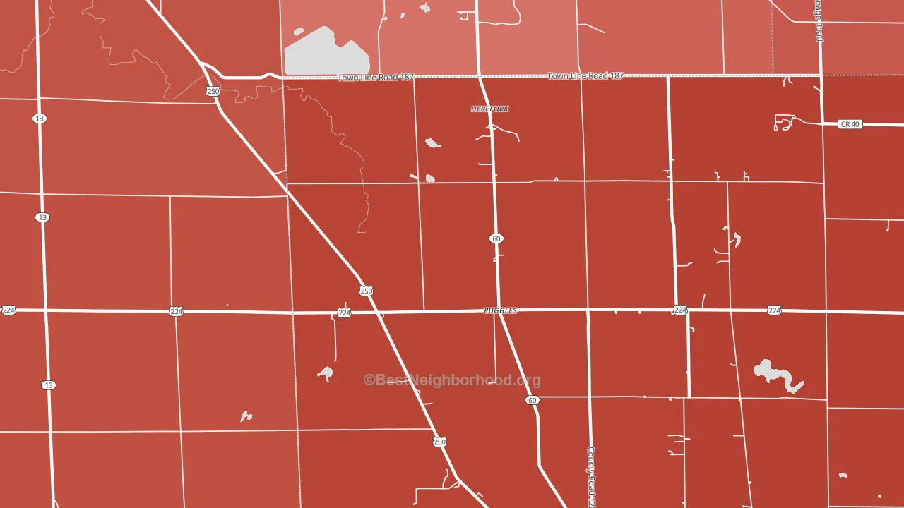 Ruggles, OH block-group political-lean map