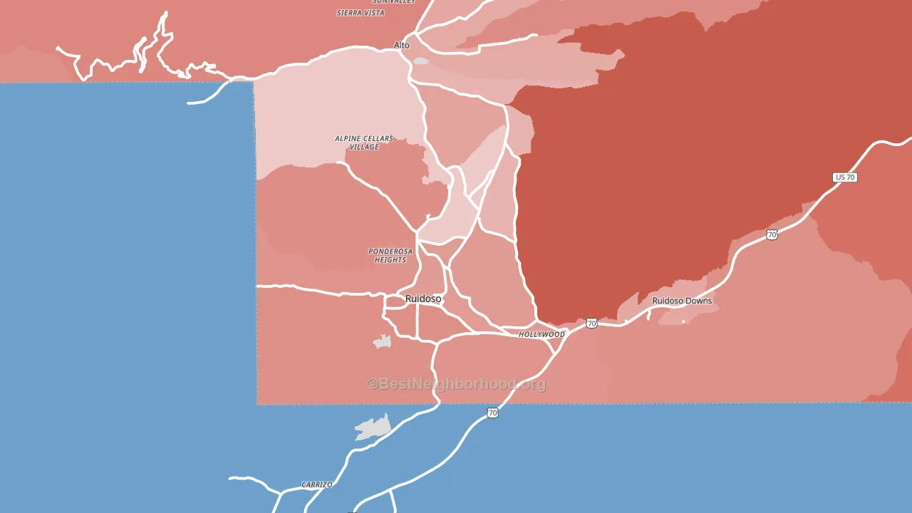 Ruidoso, NM block-group political-lean map