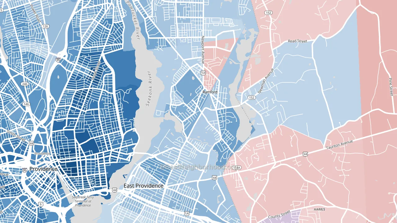 Rumford, RI block-group political-lean map