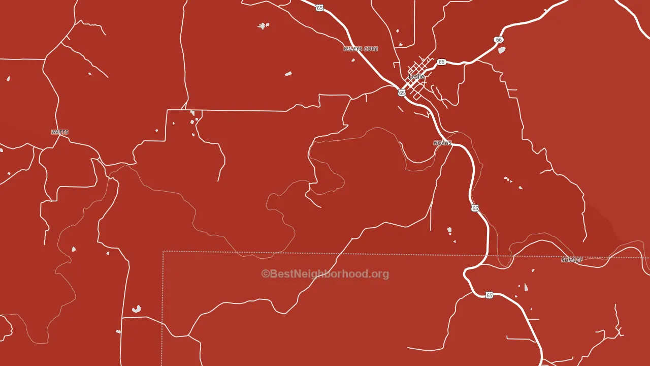 Rumley, AR block-group political-lean map