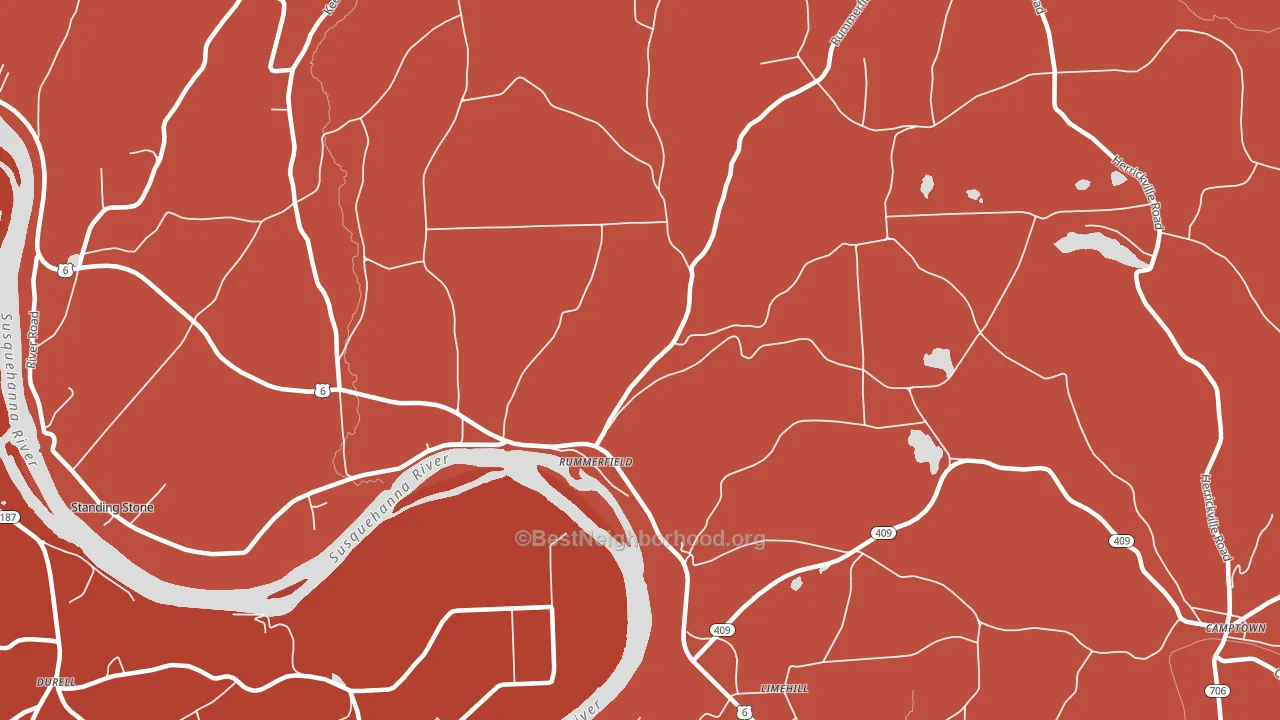 Rummerfield, PA block-group political-lean map