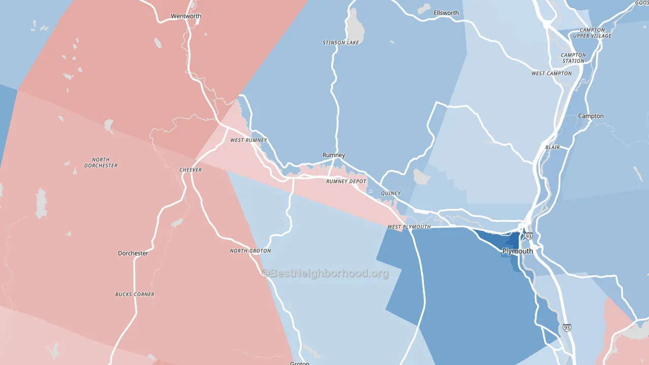 Rumney, NH block-group political-lean map