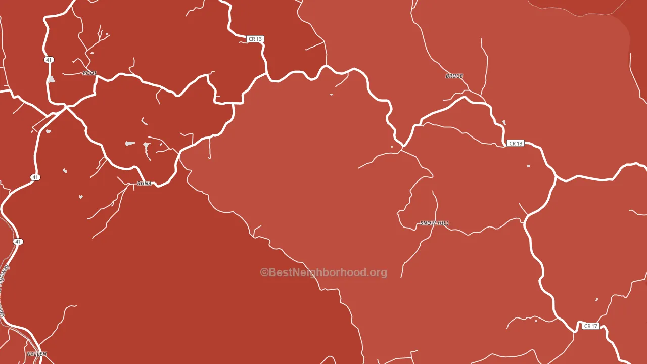 Runa, WV block-group political-lean map
