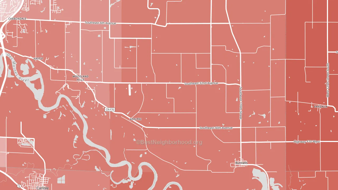 Runnells, IA block-group political-lean map