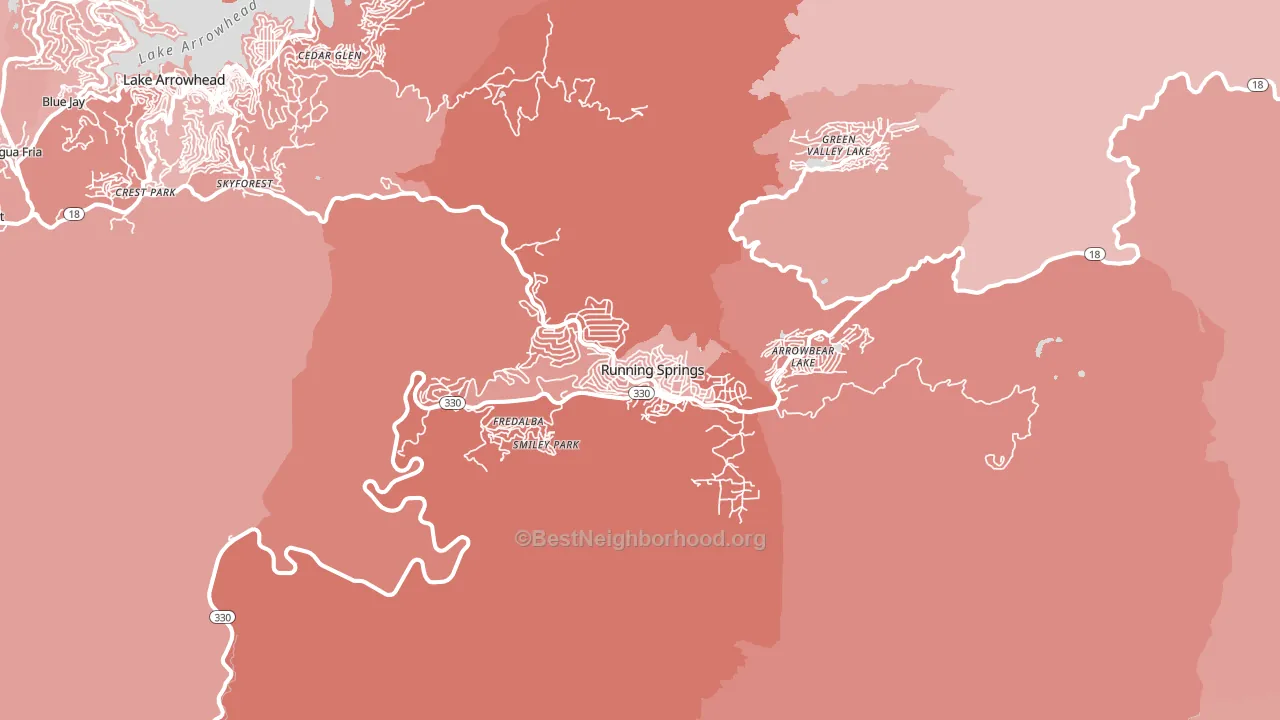 Running Springs, CA block-group political-lean map