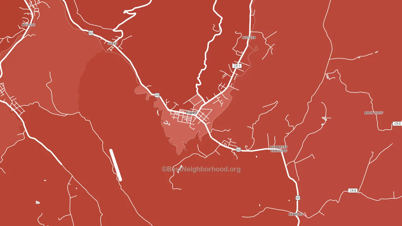 Rupert, WV block-group political-lean map