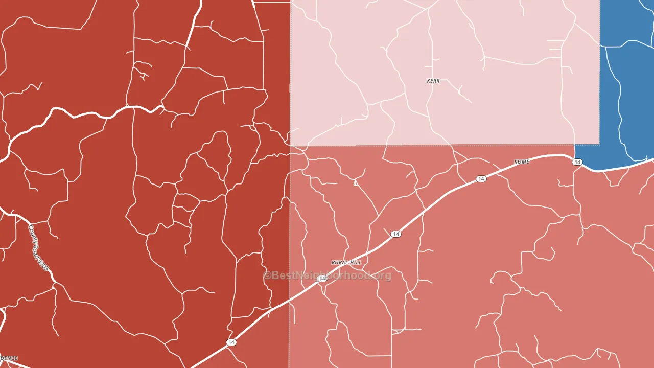 Rural Hill, MS block-group political-lean map