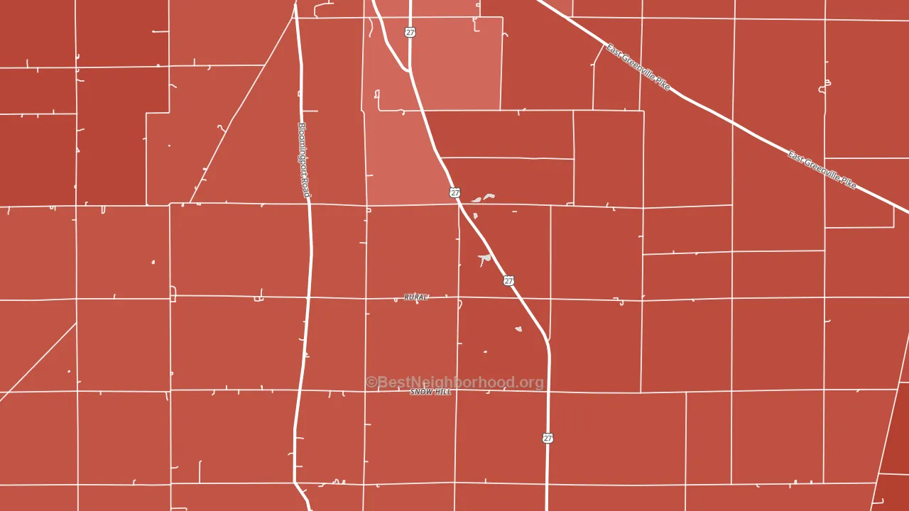 Rural, IN block-group political-lean map