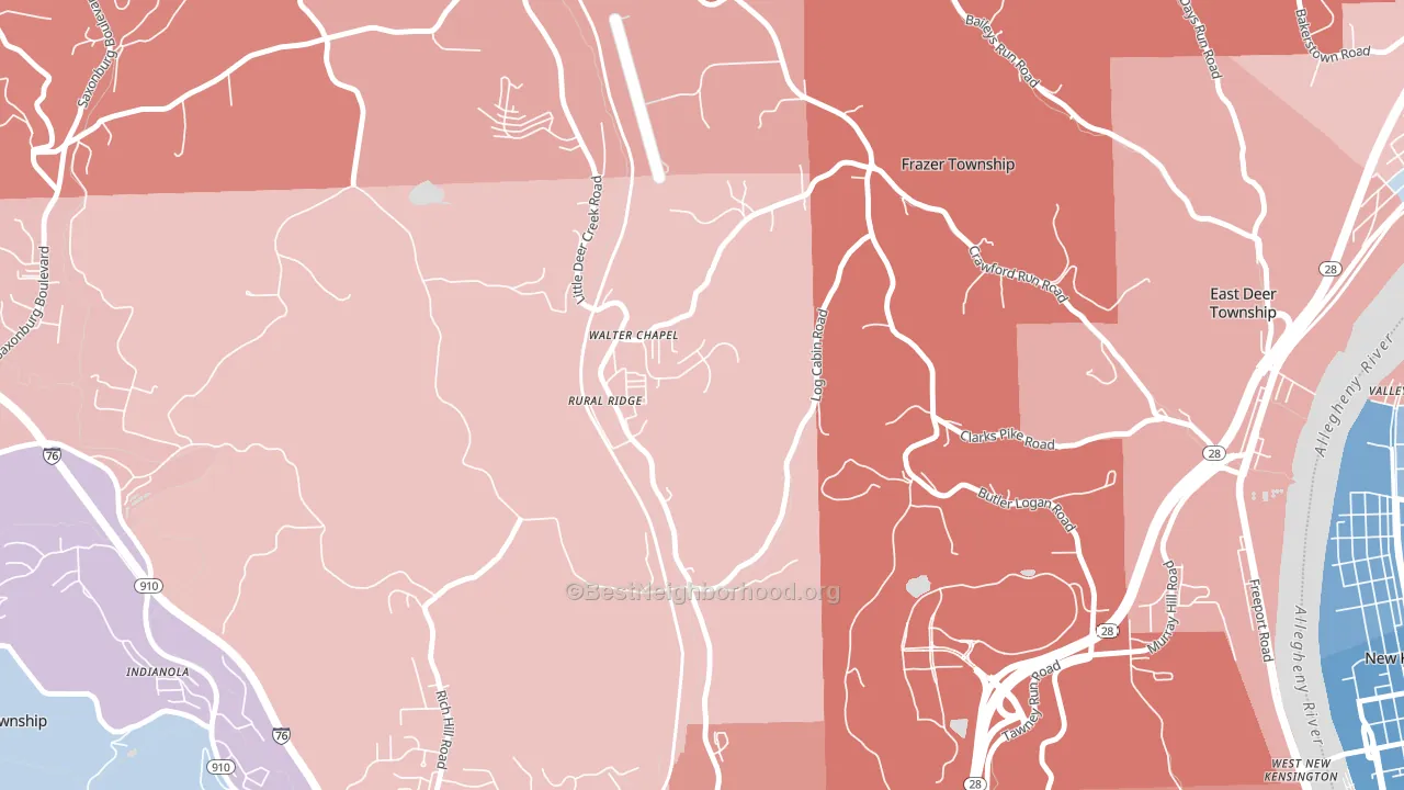 Rural Ridge, PA block-group political-lean map