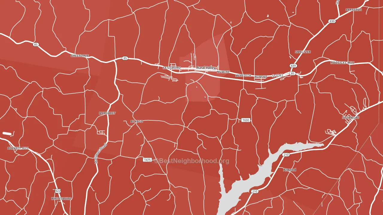 Rural Valley, PA block-group political-lean map