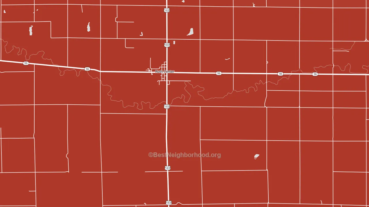 Rush Center, KS block-group political-lean map