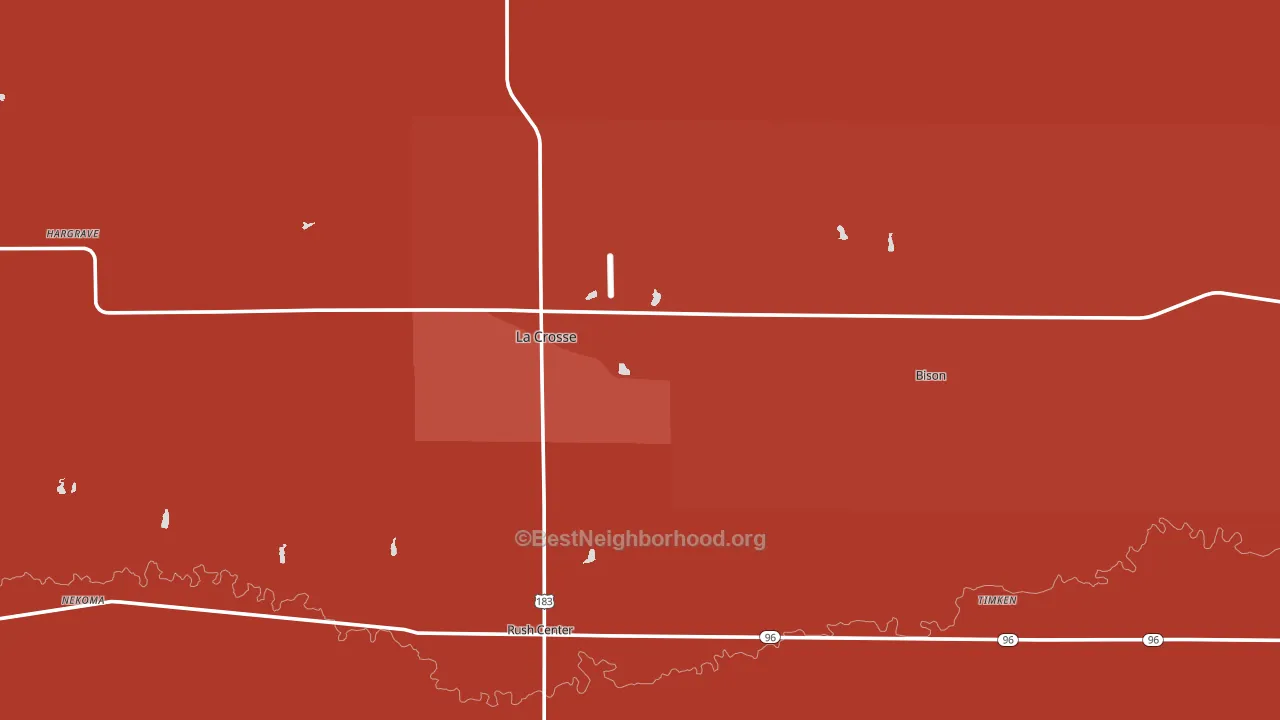 Rush County, KS block-group political-lean map