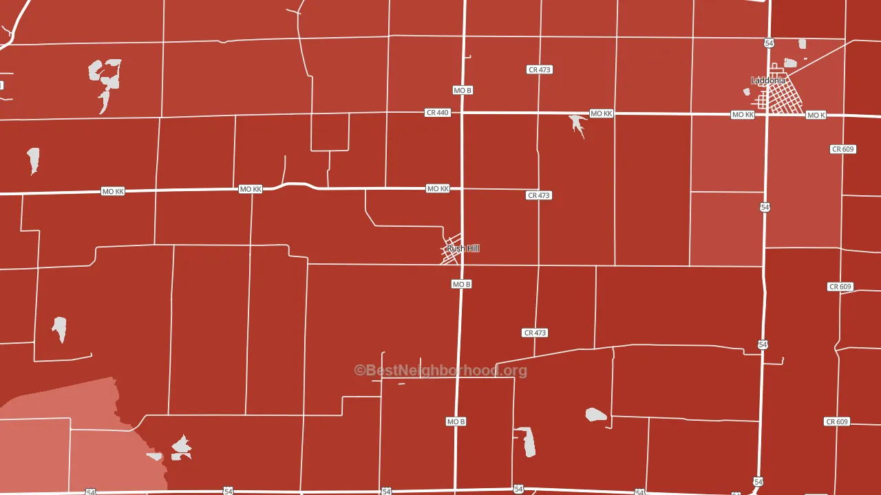 Rush Hill, MO block-group political-lean map
