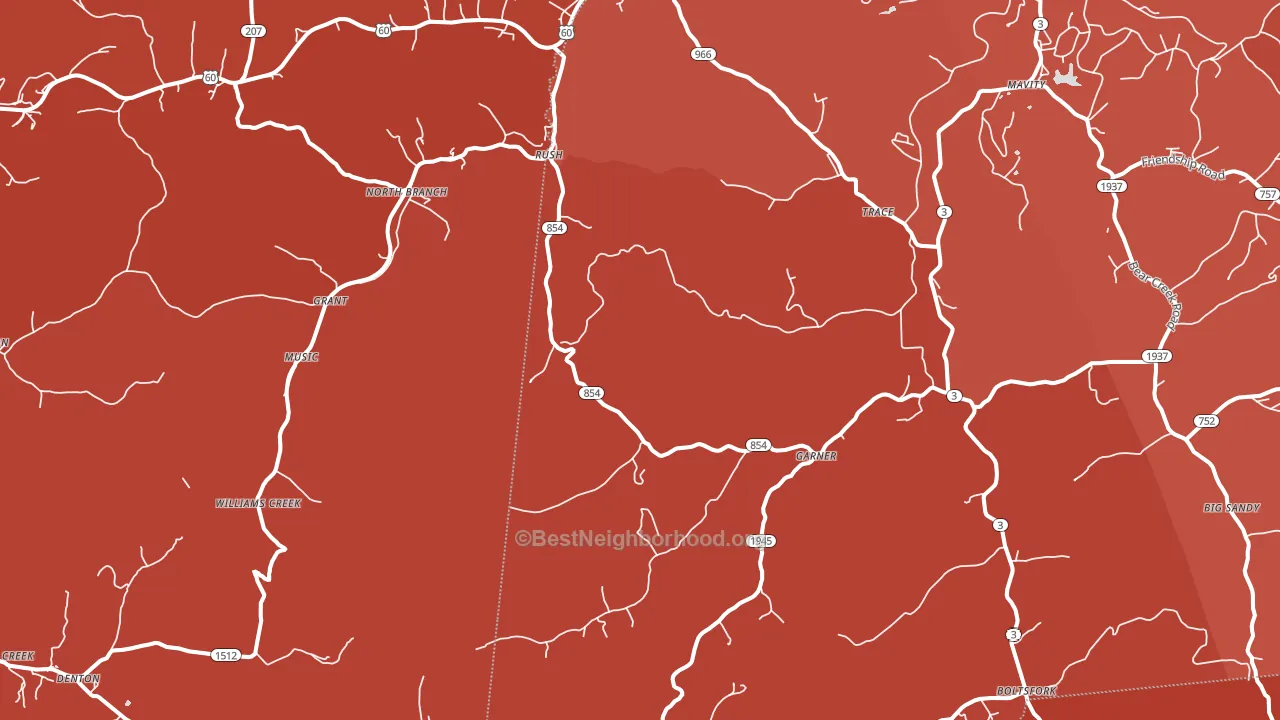 Rush, KY block-group political-lean map