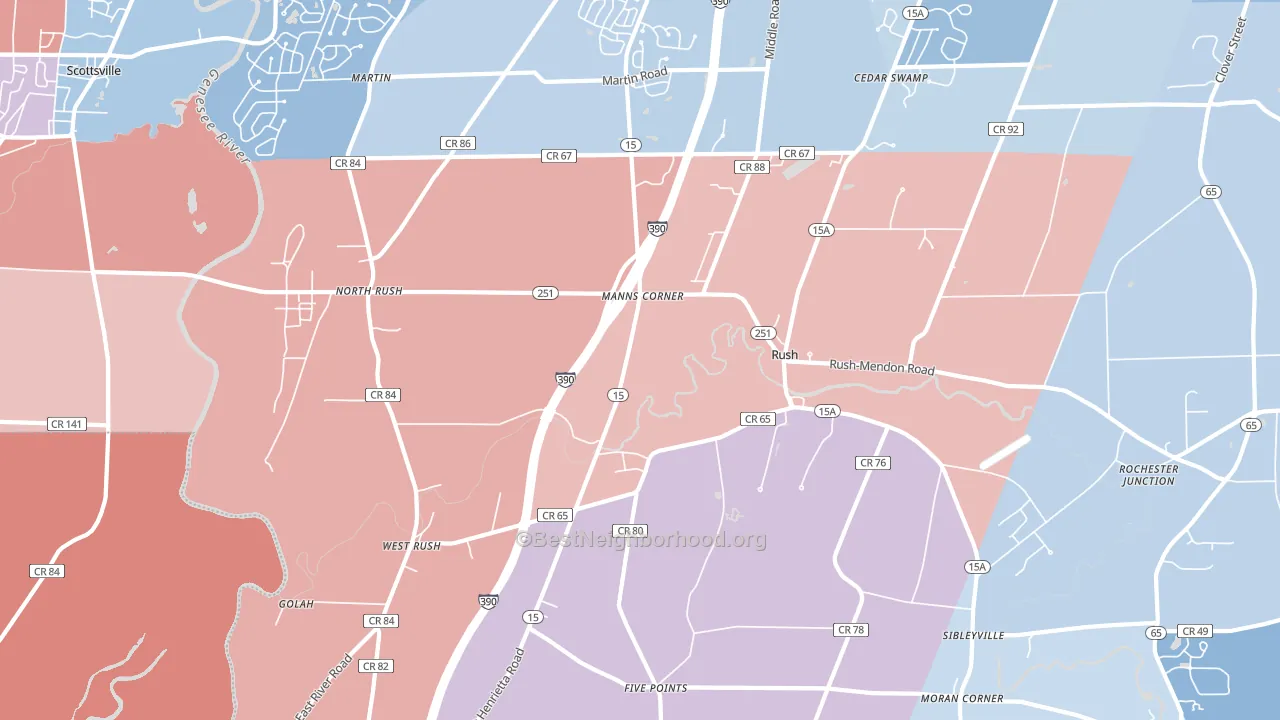 Rush, NY block-group political-lean map
