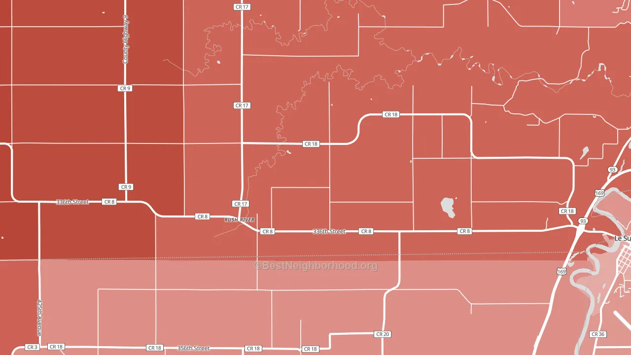 Rush River, MN block-group political-lean map