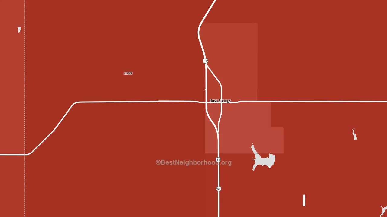 Rush Springs, OK block-group political-lean map
