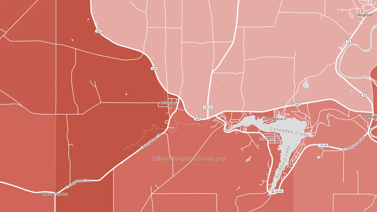 Rushford, NY block-group political-lean map