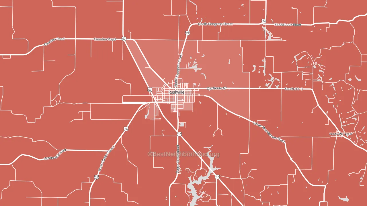 Rushville, IL block-group political-lean map