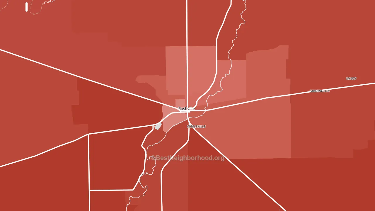 Rushville, IN block-group political-lean map