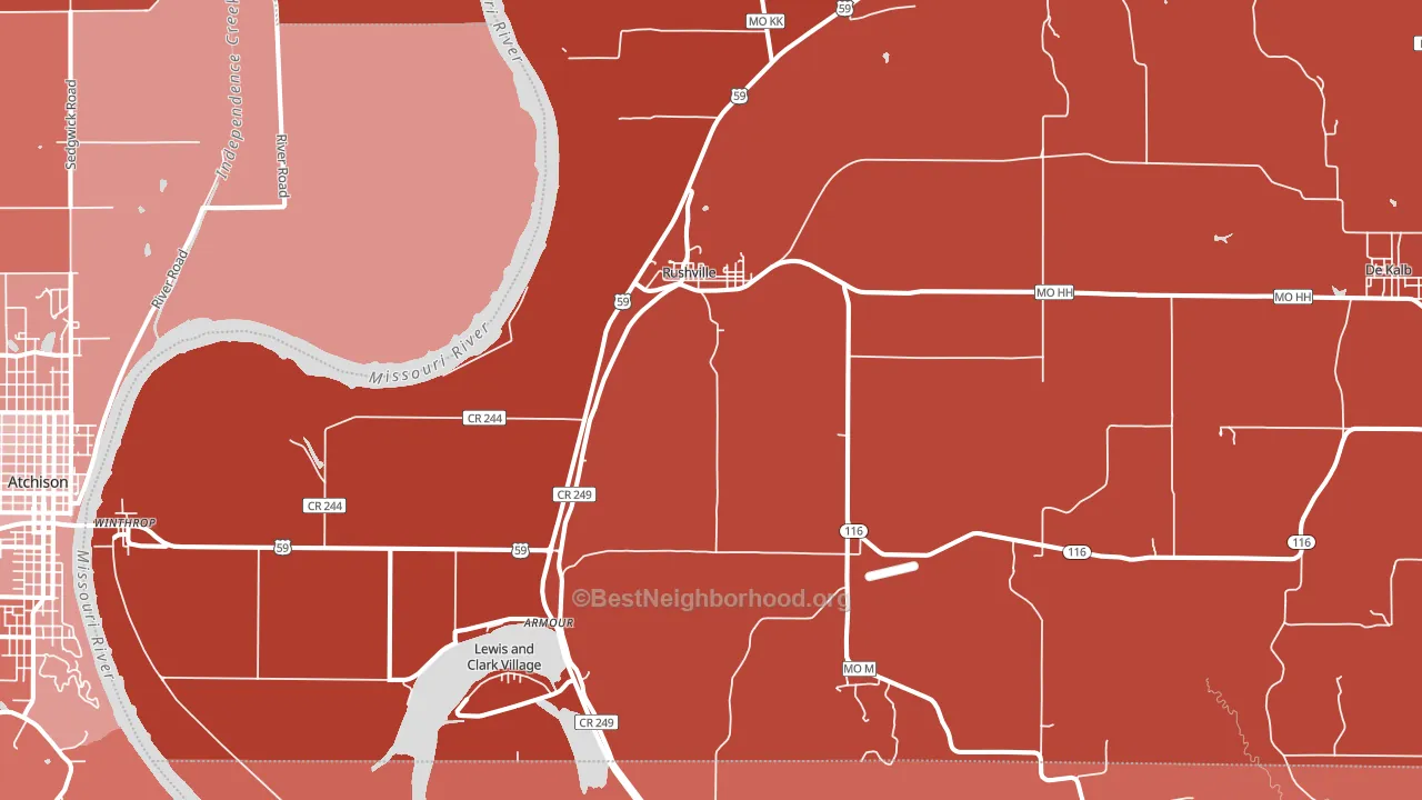 Rushville, MO block-group political-lean map
