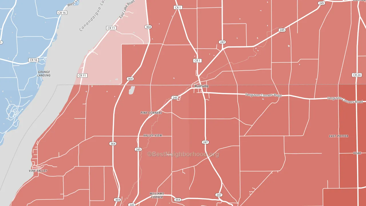 Rushville, NY block-group political-lean map