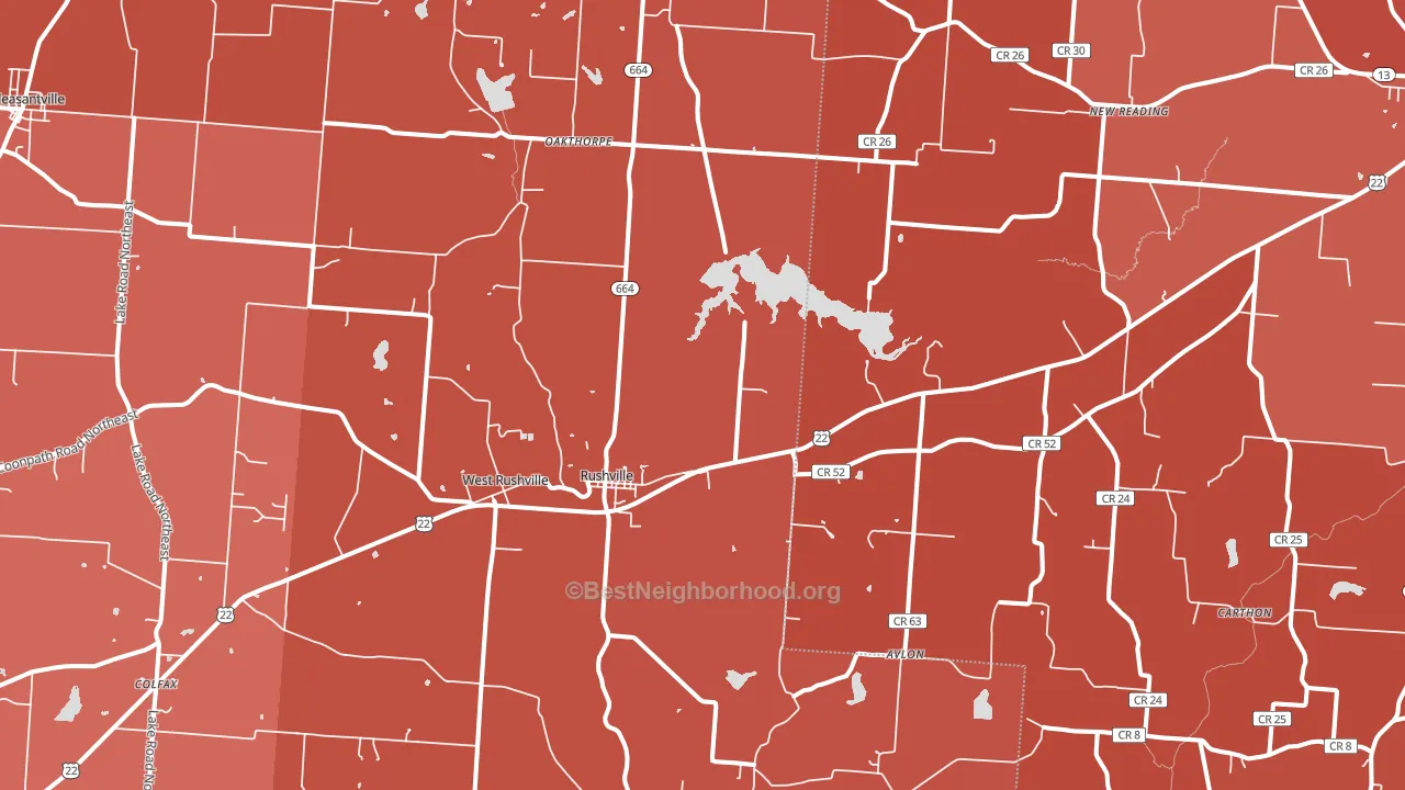 Rushville, OH block-group political-lean map