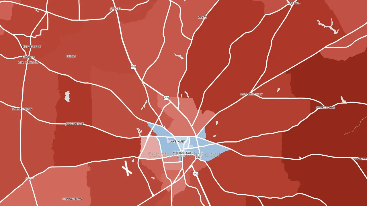 Rusk County, TX block-group political-lean map