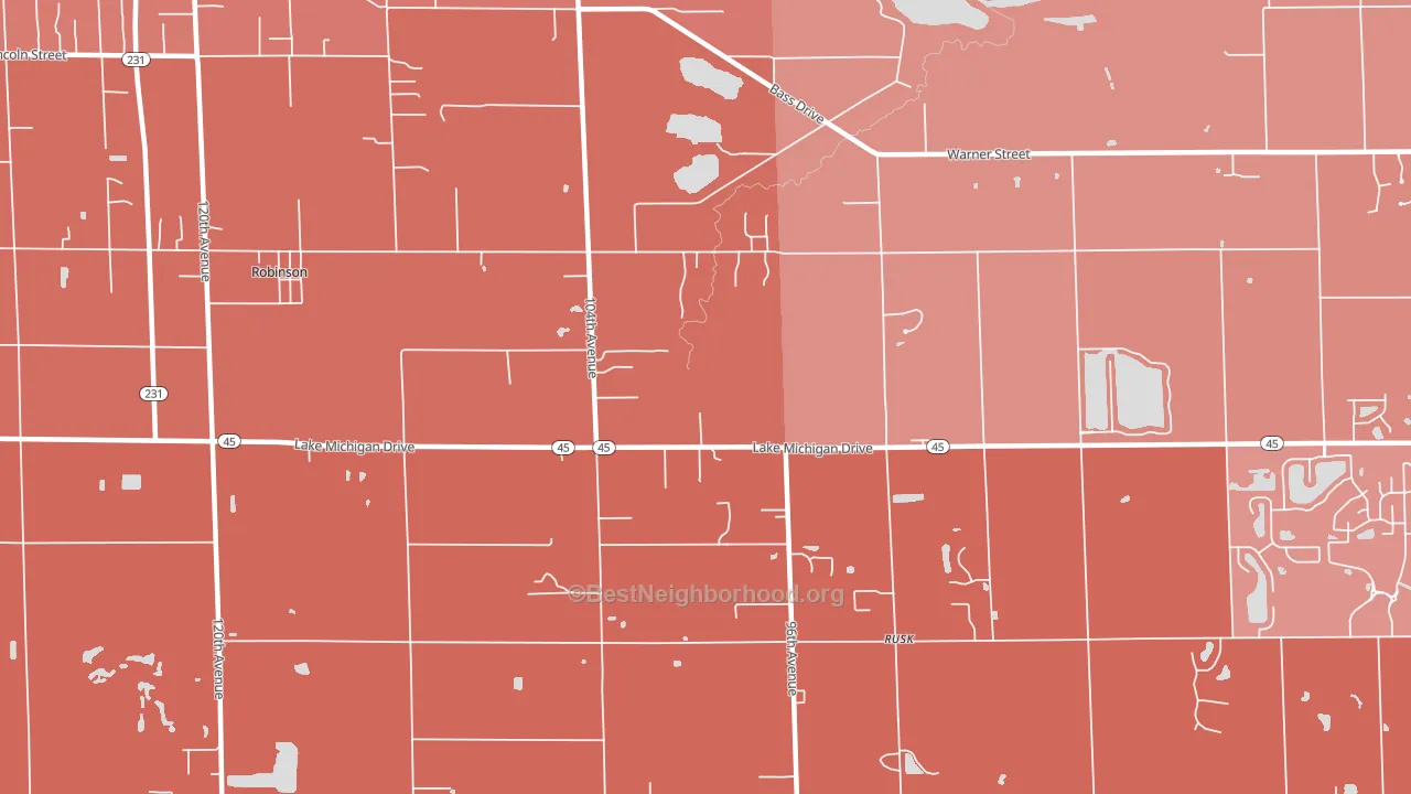 Rusk, MI block-group political-lean map
