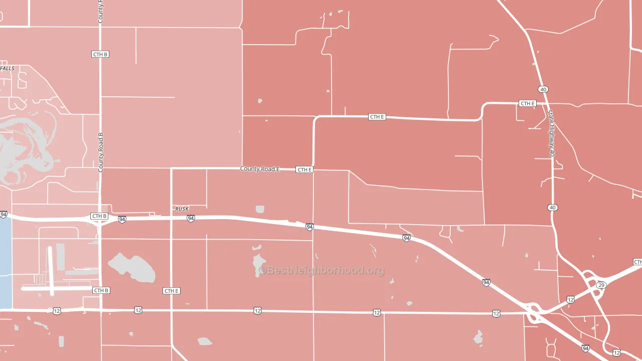 Rusk, WI block-group political-lean map