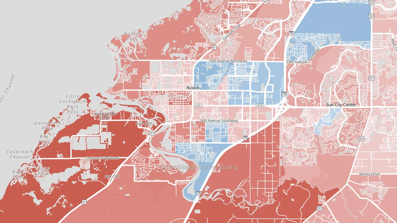 Ruskin, FL block-group political-lean map