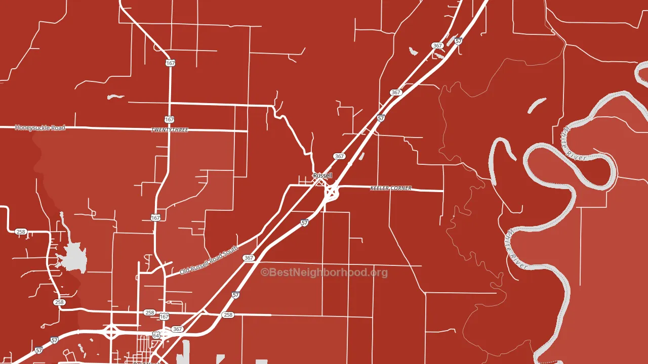 Russell, AR block-group political-lean map