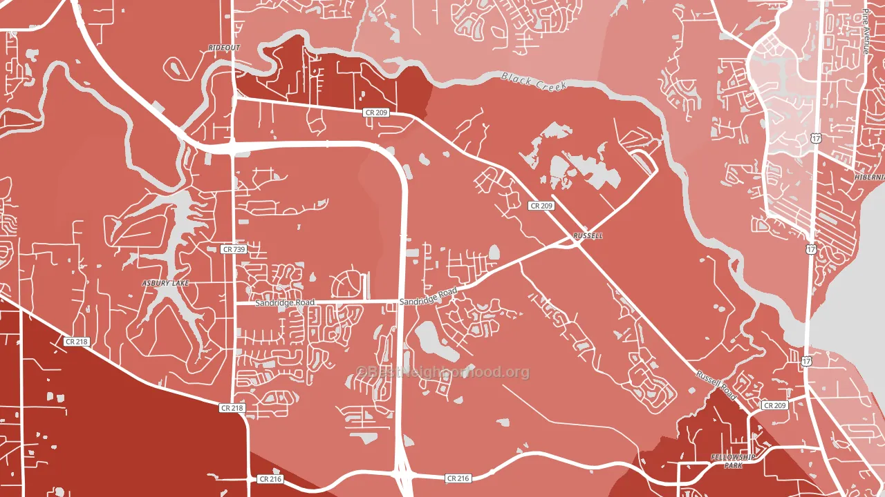 Russell, FL block-group political-lean map