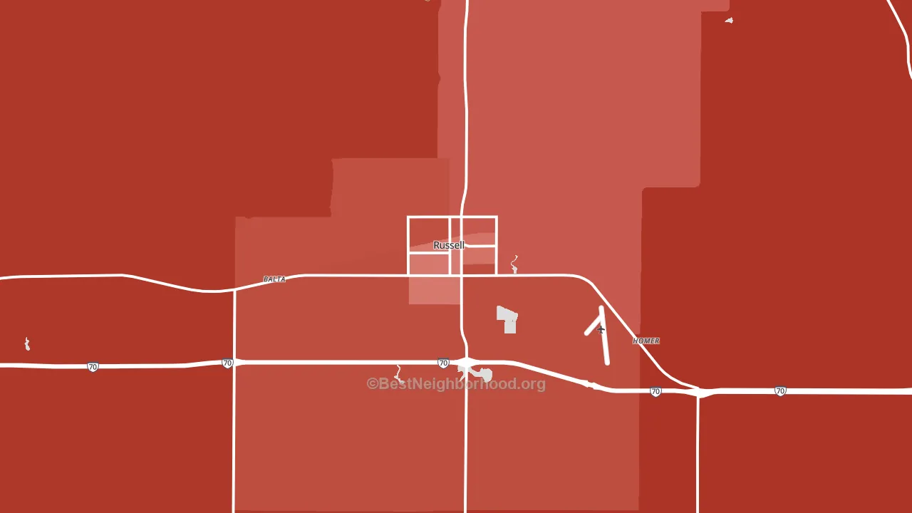 Russell, KS block-group political-lean map