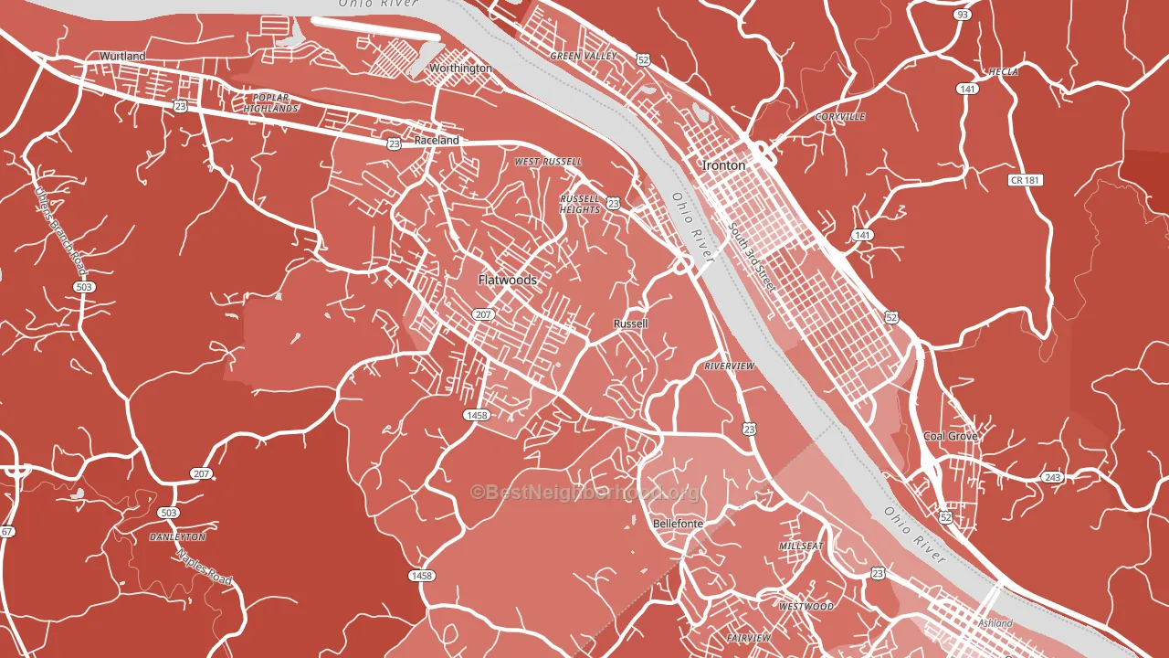 Russell, KY block-group political-lean map