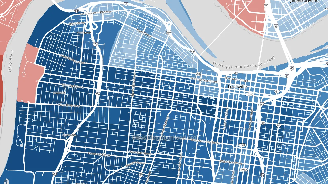 Russell, Louisville, KY block-group political-lean map
