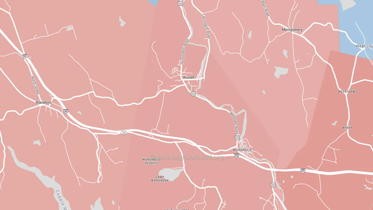 Russell, MA block-group political-lean map