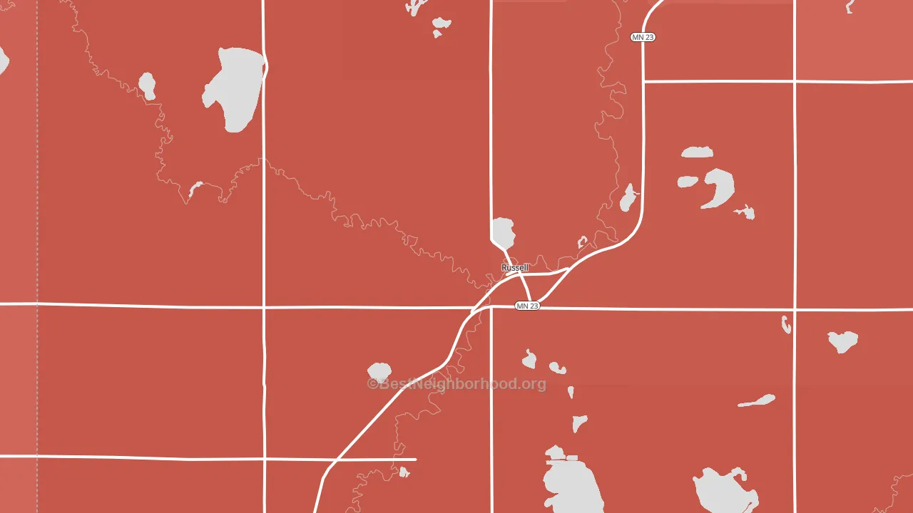 Russell, MN block-group political-lean map