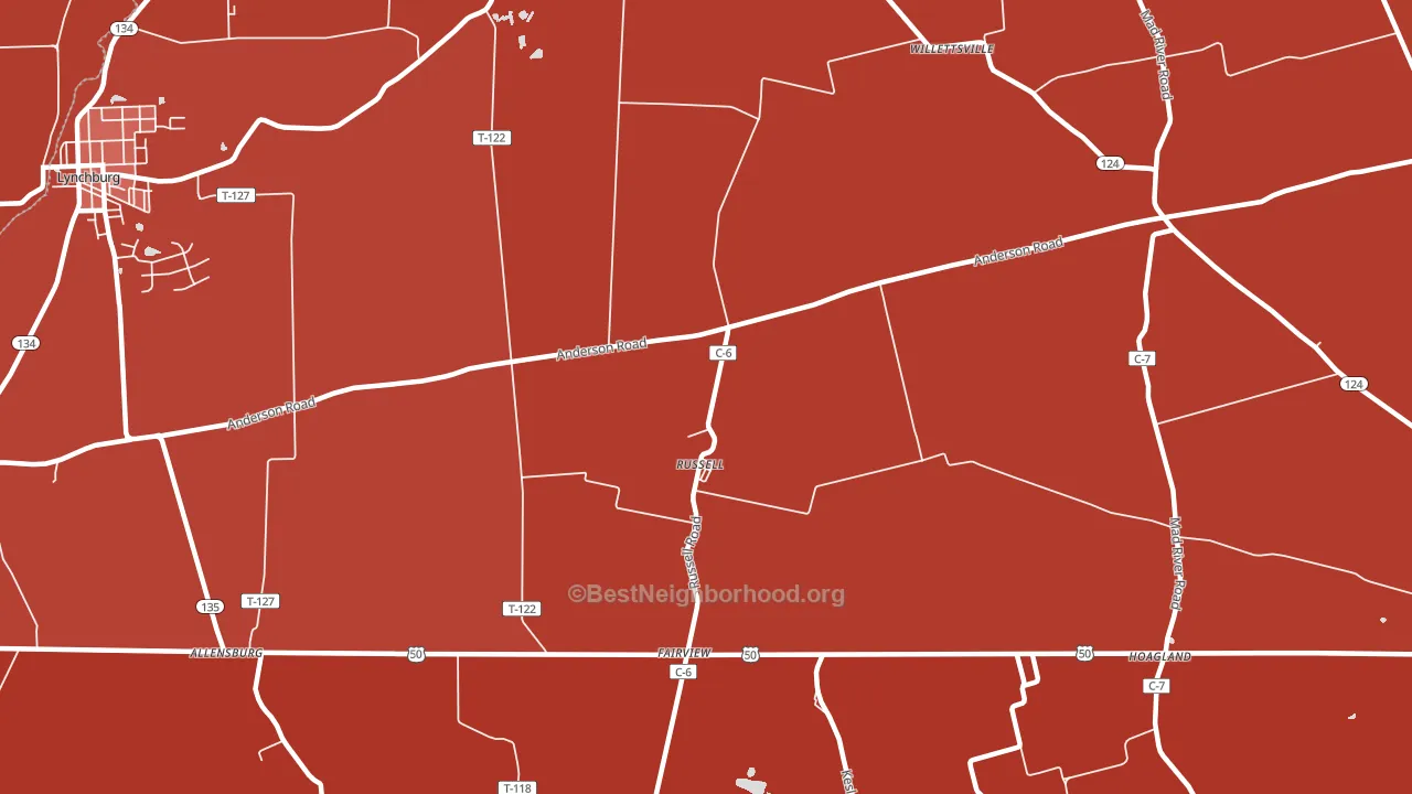 Russell, OH block-group political-lean map