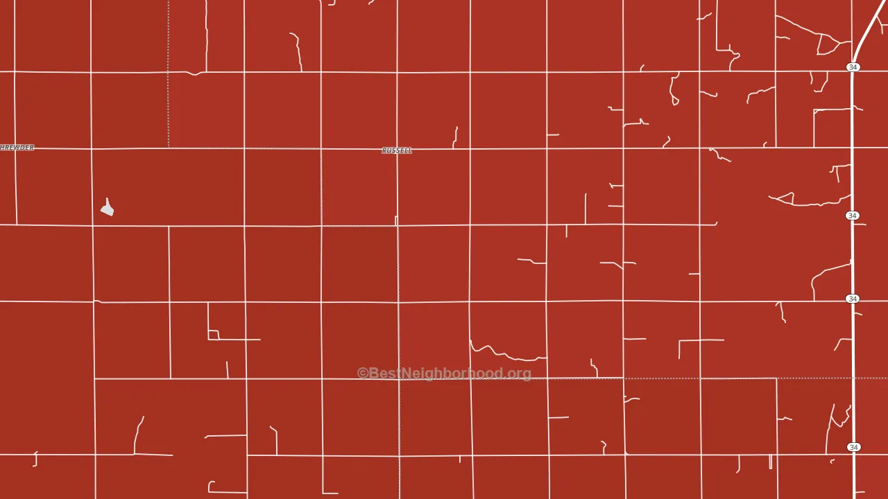 Russell, OK block-group political-lean map