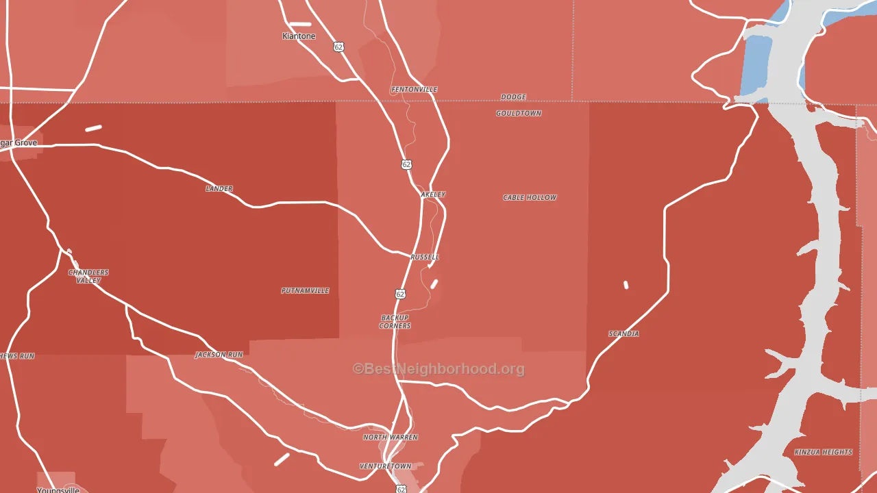 Russell, PA block-group political-lean map