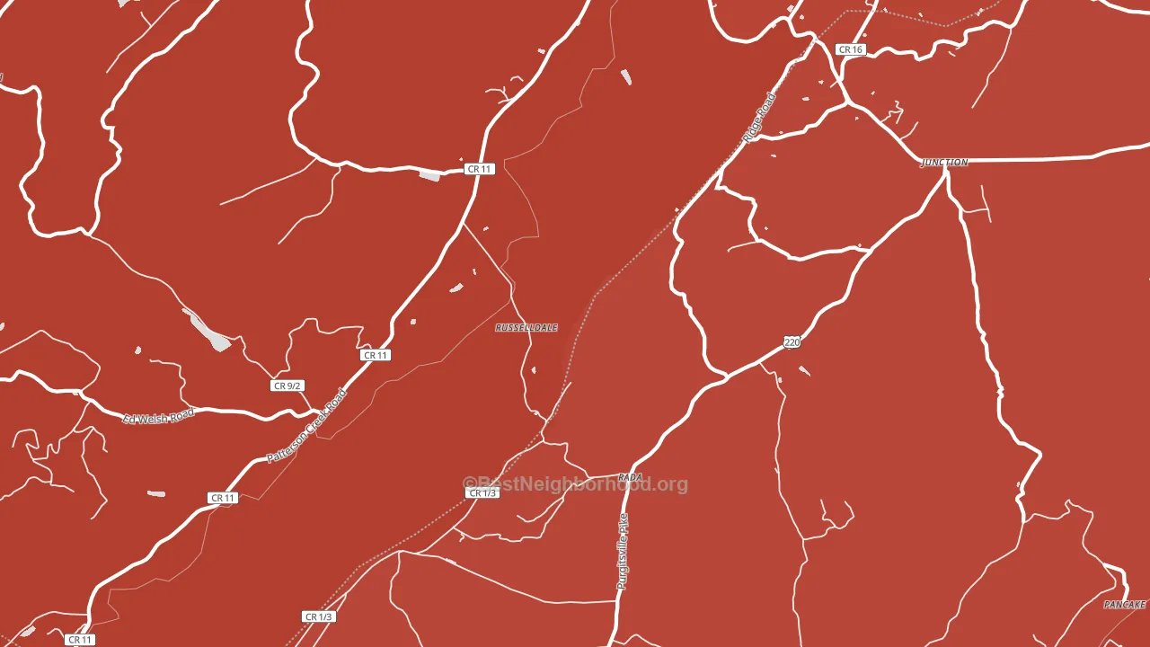 Russelldale, WV block-group political-lean map