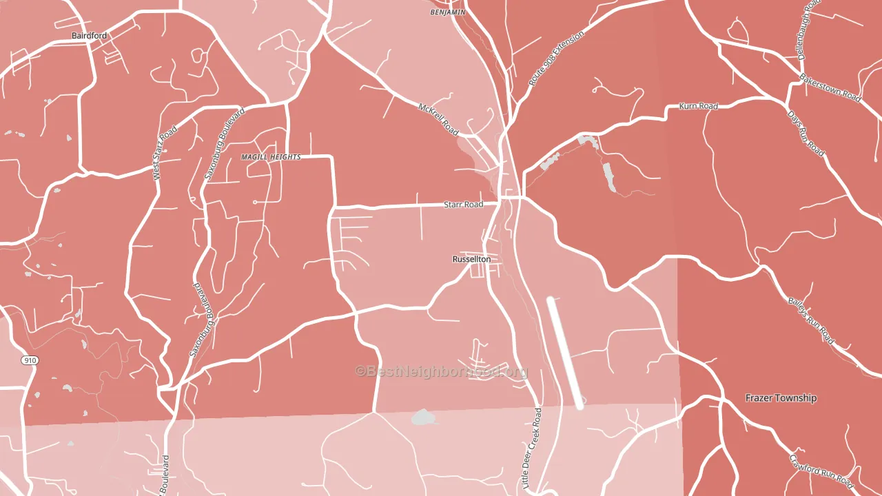 Russellton, PA block-group political-lean map