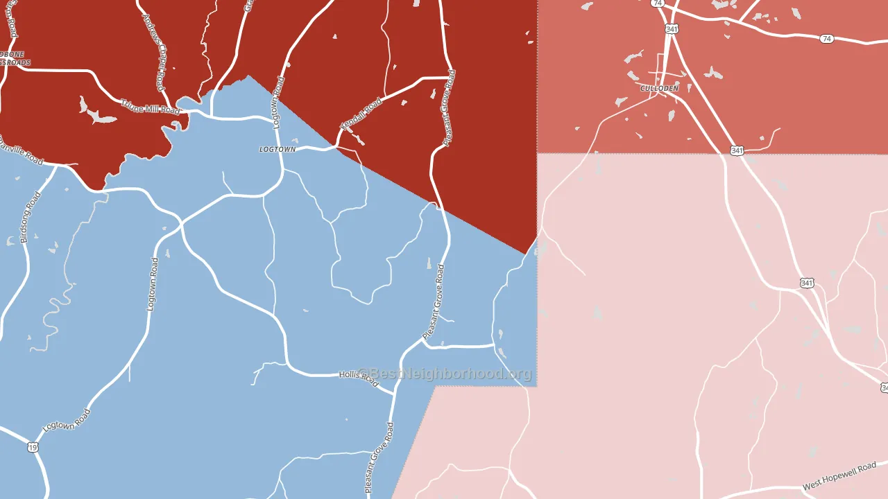 Russellville, GA block-group political-lean map
