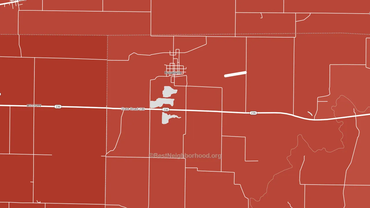 Russellville, IN block-group political-lean map