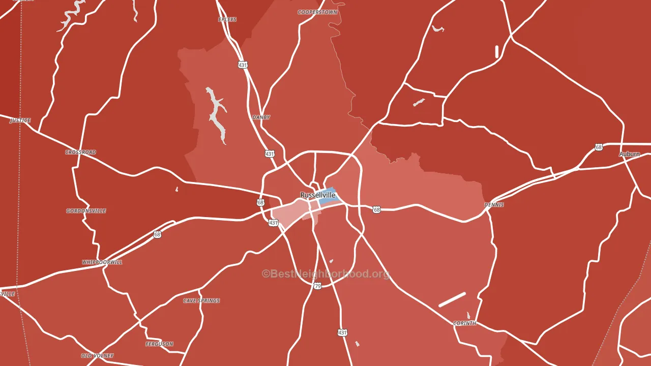Russellville, KY block-group political-lean map
