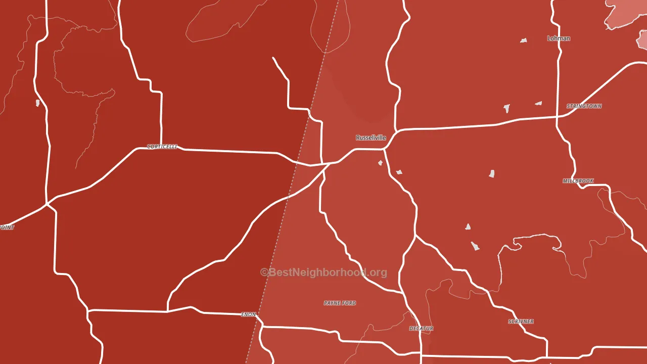 Russellville, MO block-group political-lean map