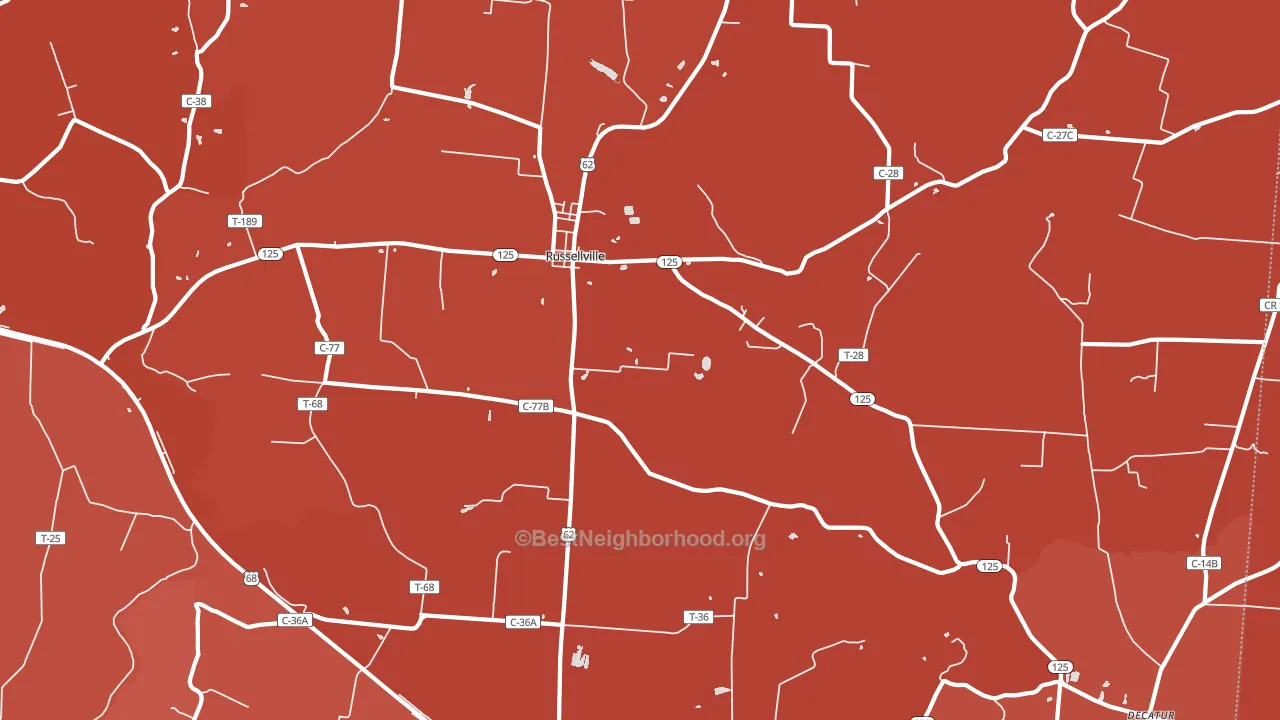 Russellville, OH block-group political-lean map