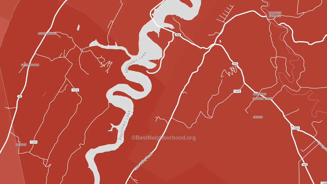 Russellville, PA block-group political-lean map
